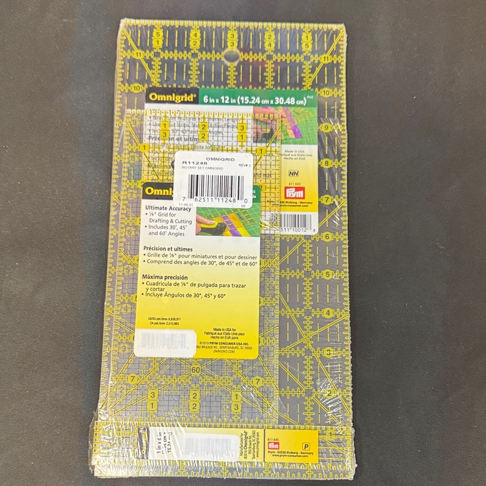Omnigrid Three Piece Quilting Ruler Set 6x12 inches, 4x8 inches and 1x6 inches